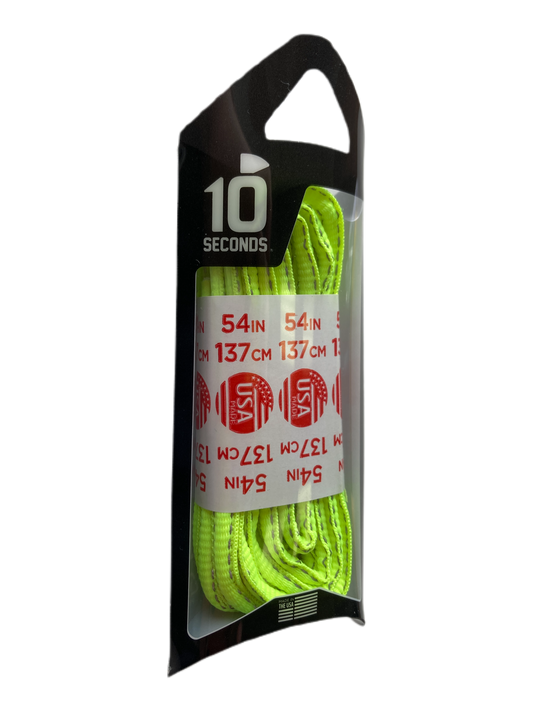 10 Seconds ® Reflexall ® Athletic Oval Laces |  Neon Yellow Reflective