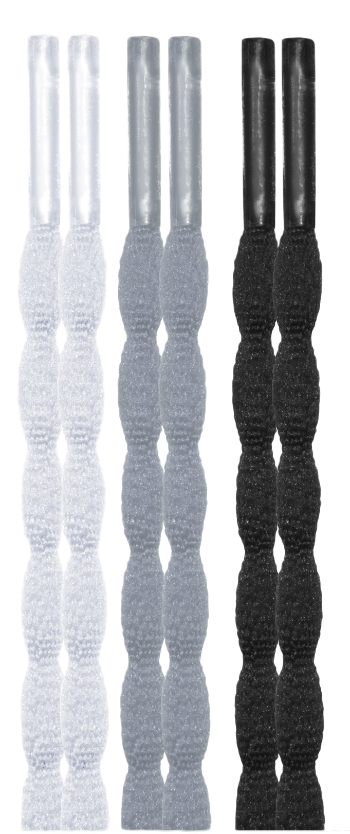 10 Seconds ® Athletic Bubble Laces | White/Grey/Black - 3 Pack