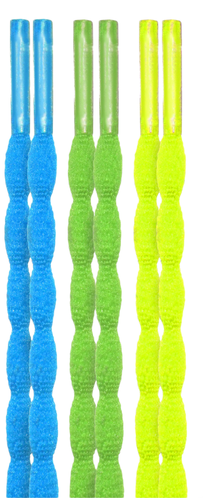 10 Seconds ® Athletic Bubble Laces | Neon Blue/Neon Green/Neon Yellow - 3 Pack