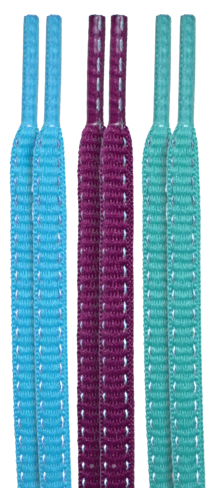 10 Seconds® Reflexall® Athletic Oval Laces | Teal/Fuchsia/Electric Green Multi-Pack