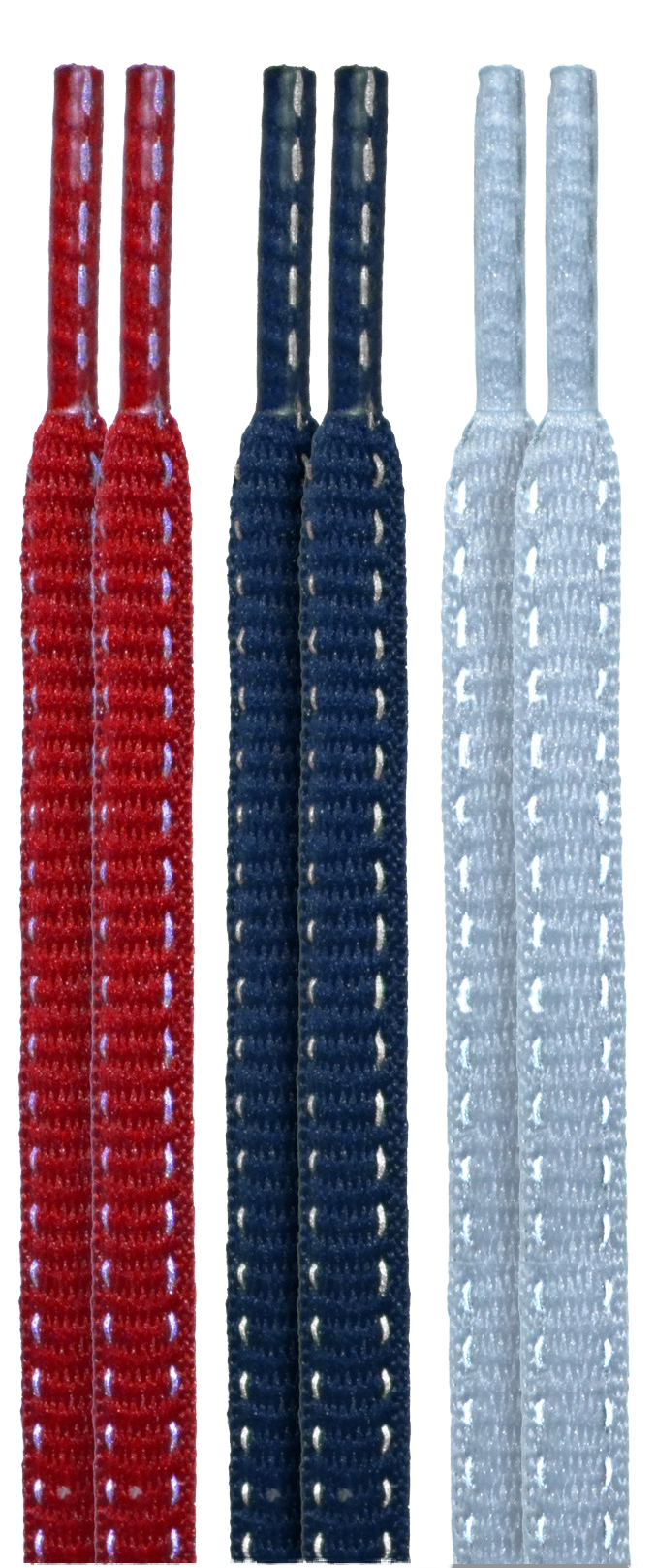 10 Seconds® Reflexall® Athletic Oval Laces | Red/Navy/Classic Grey Multi-Pack