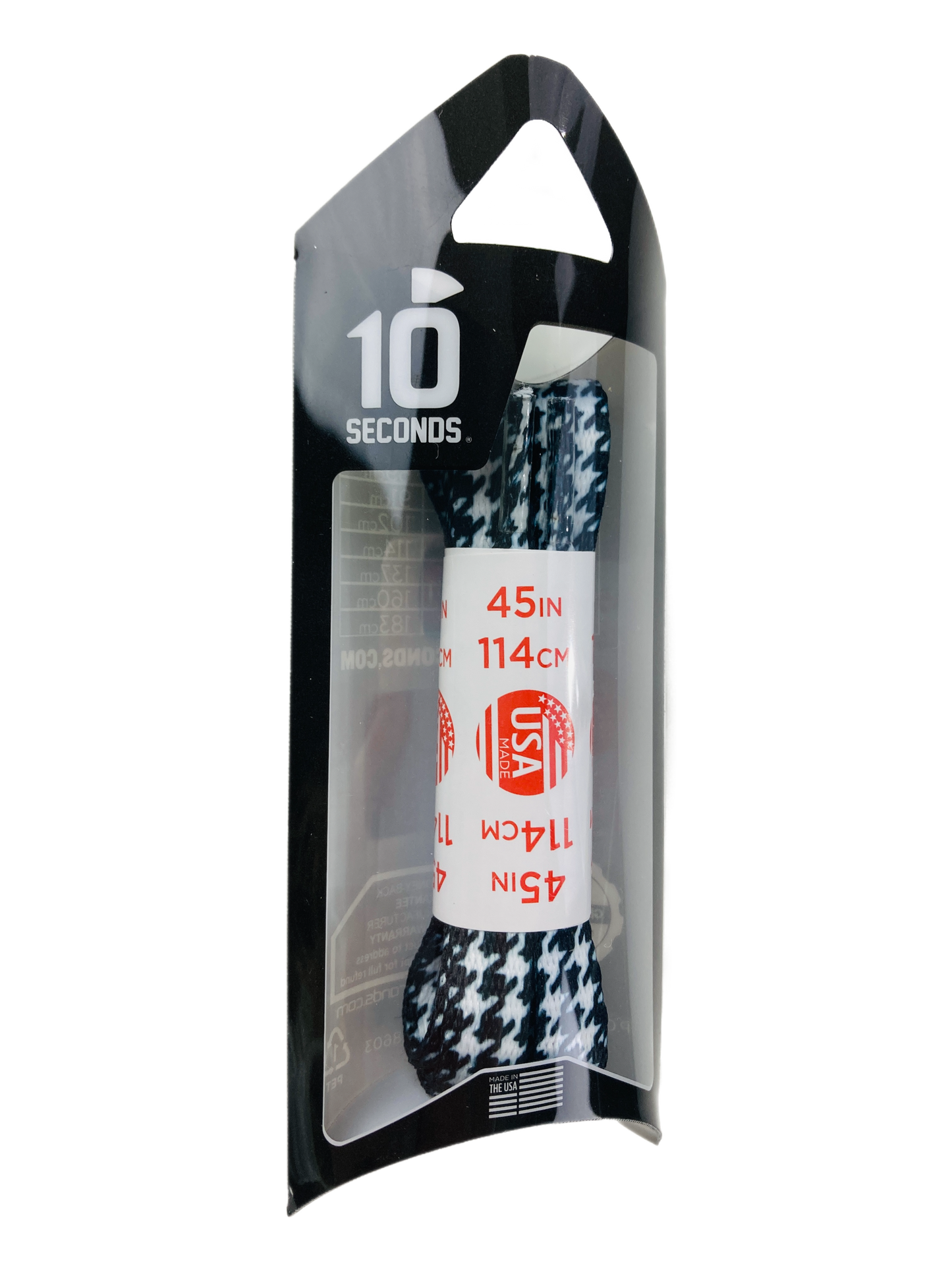 10 Seconds ® Athletic Printed Laces | Black/White Houndstooth