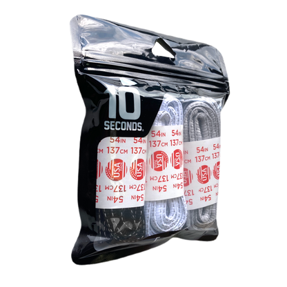 10 Seconds ® Reflexall ® Athletic Oval Laces | Black/White/Classic Gray Reflective Multi-Pack