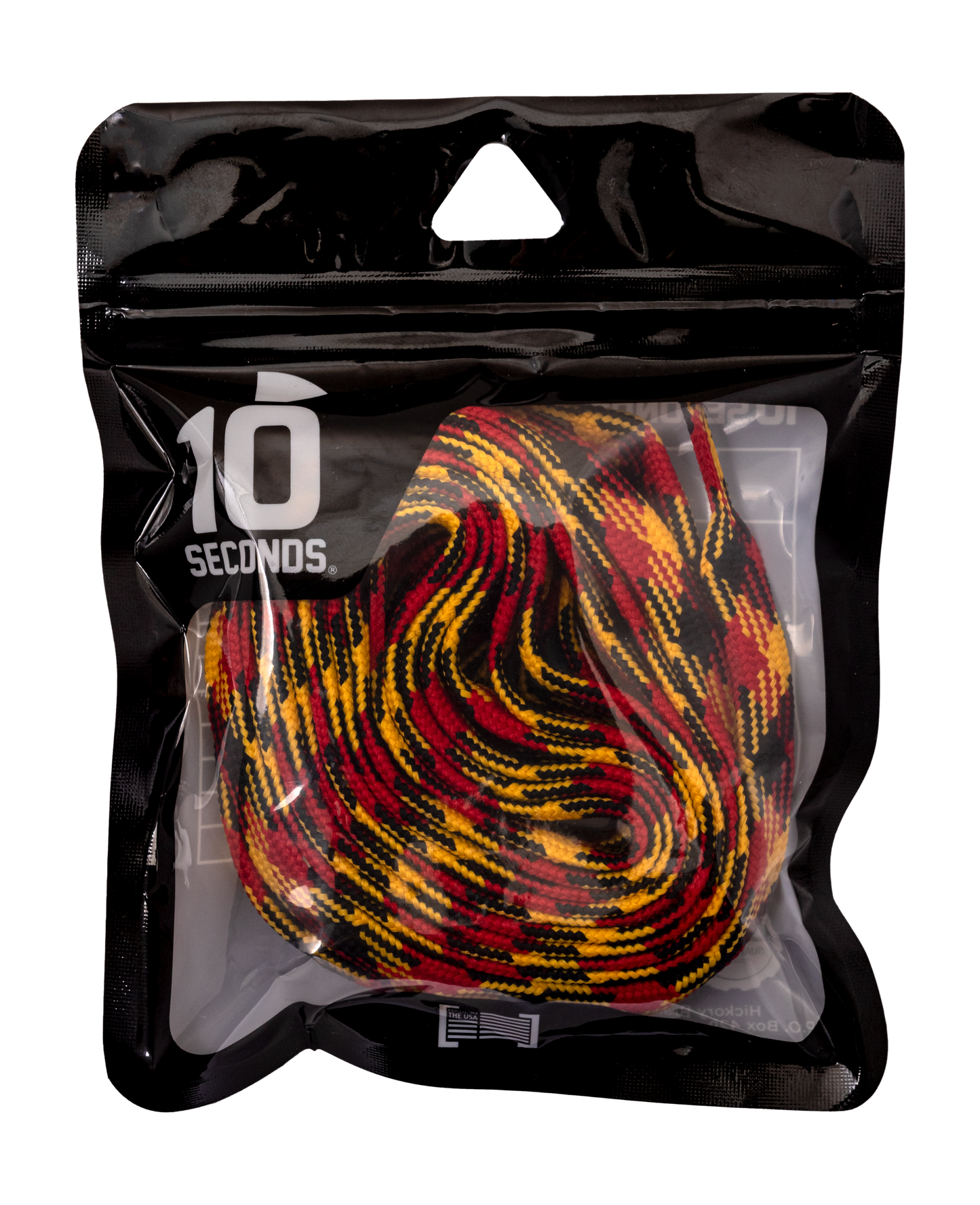 10 Seconds ® Athletic Hockey / Skate / Lacrosse Lace | Red/Gold/Black Patterned