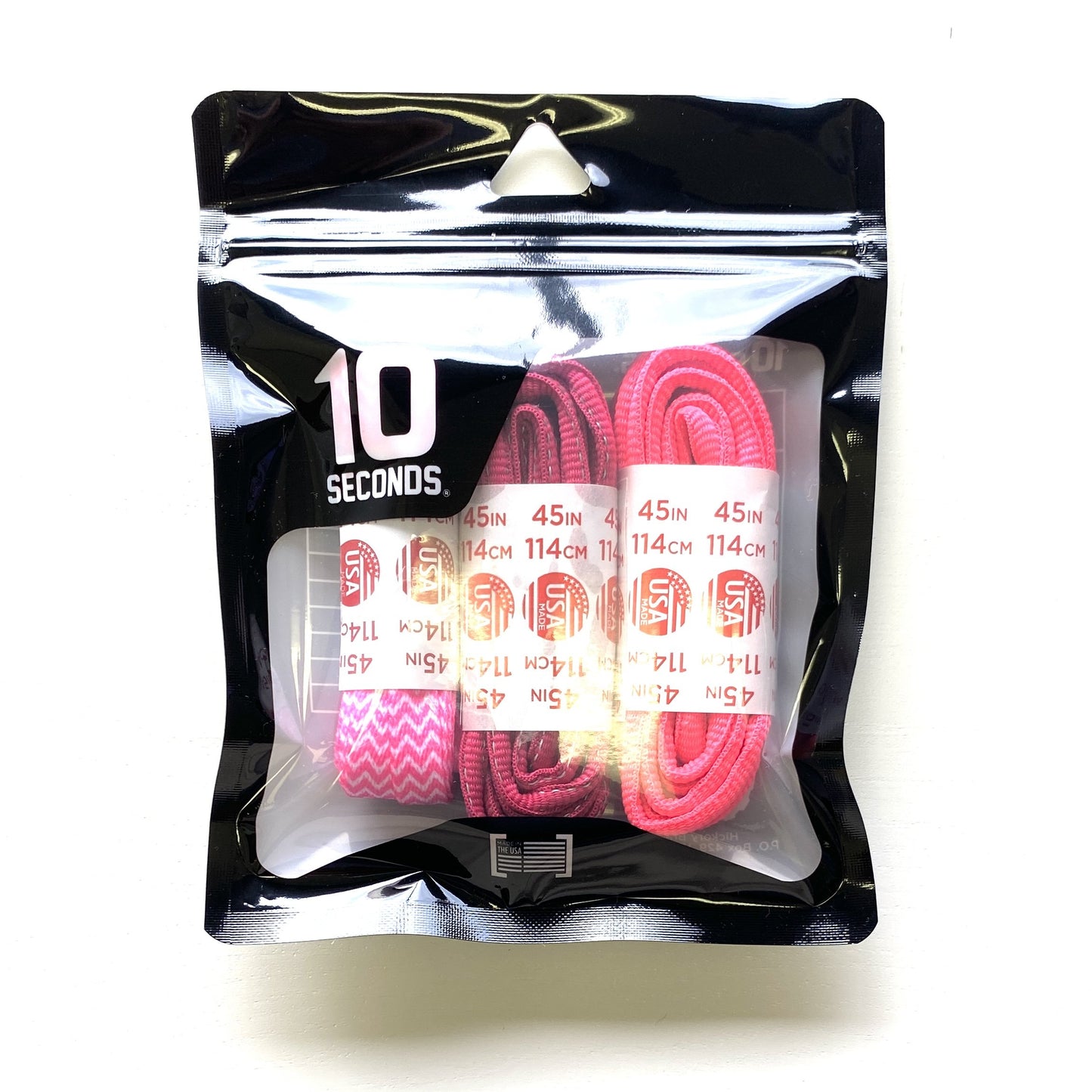 10 Seconds® Classic Flat & Athletic Oval Laces | Chevron Printed/Fuchsia Reflective/Neon Pink Multi-Pack