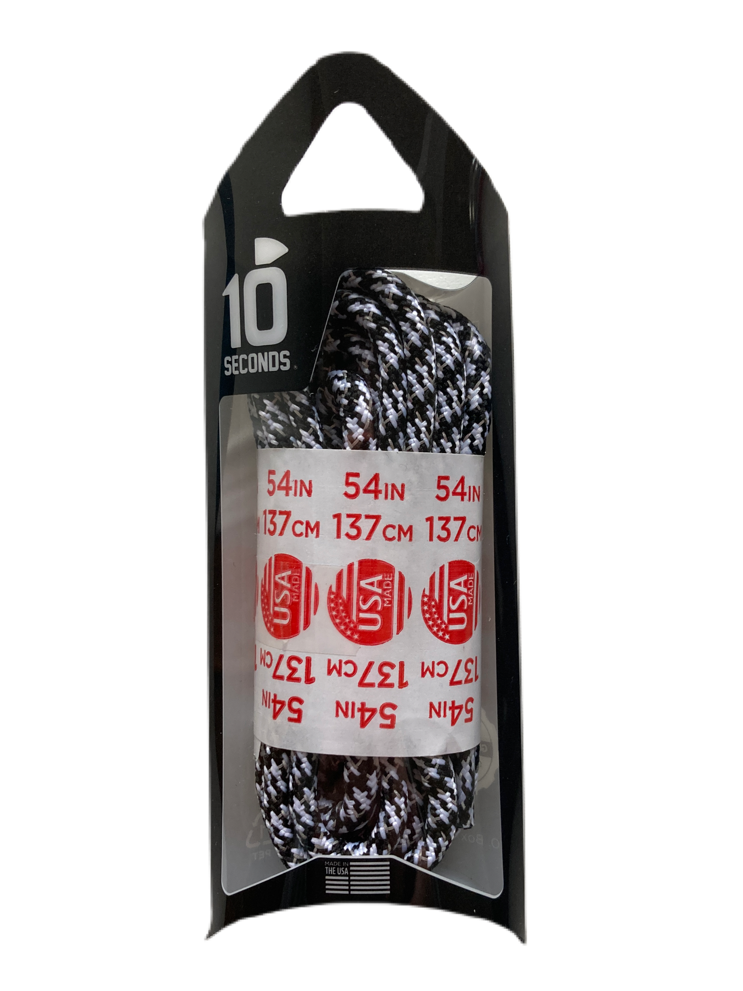 10 Seconds ® Reflexall ® Athletic Jumbo Round Laces | Houndstooth Black/White Reflective