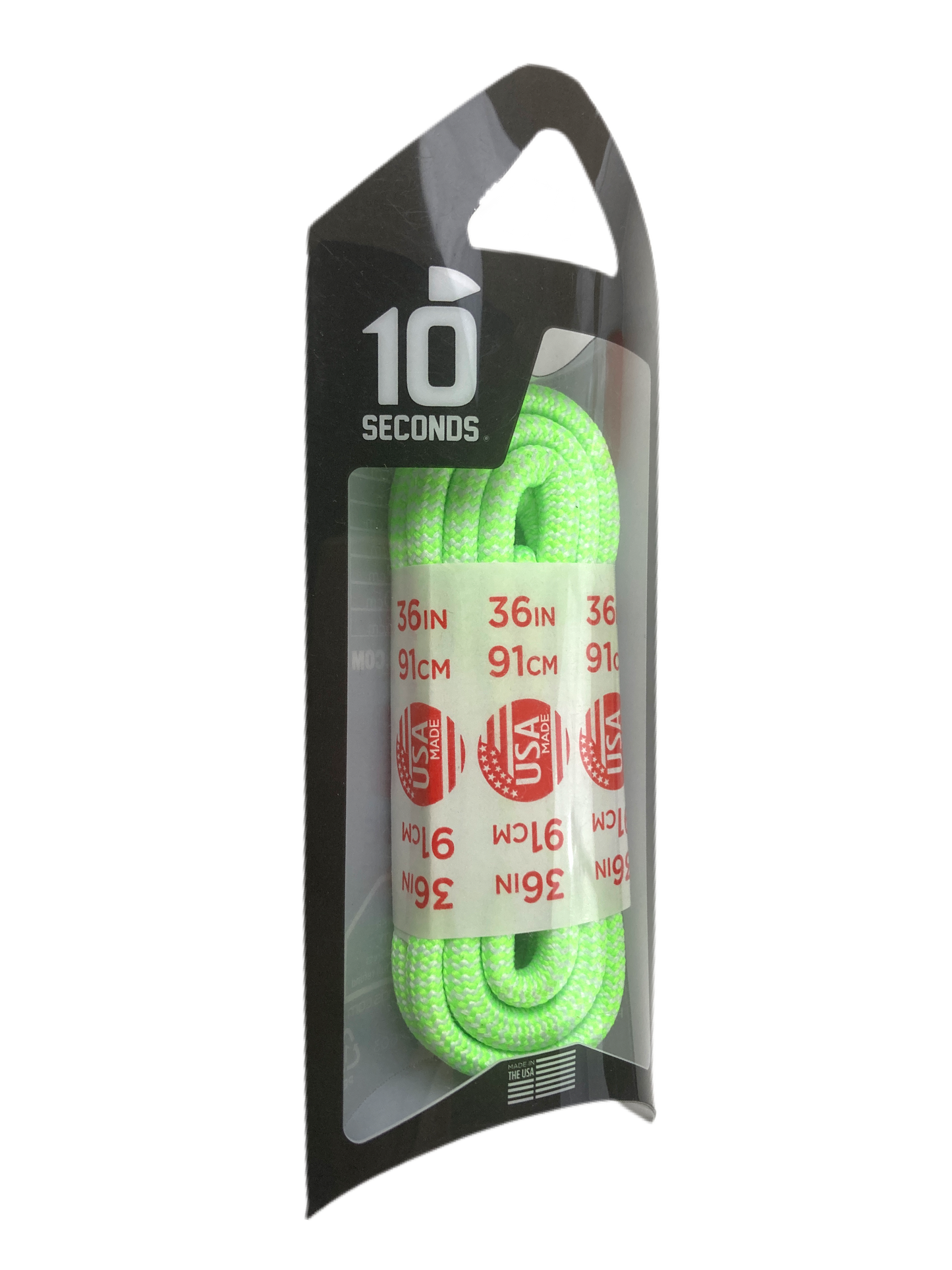 10 Seconds ® Athletic Jumbo Round Laces | Neon Green/White Herringbone