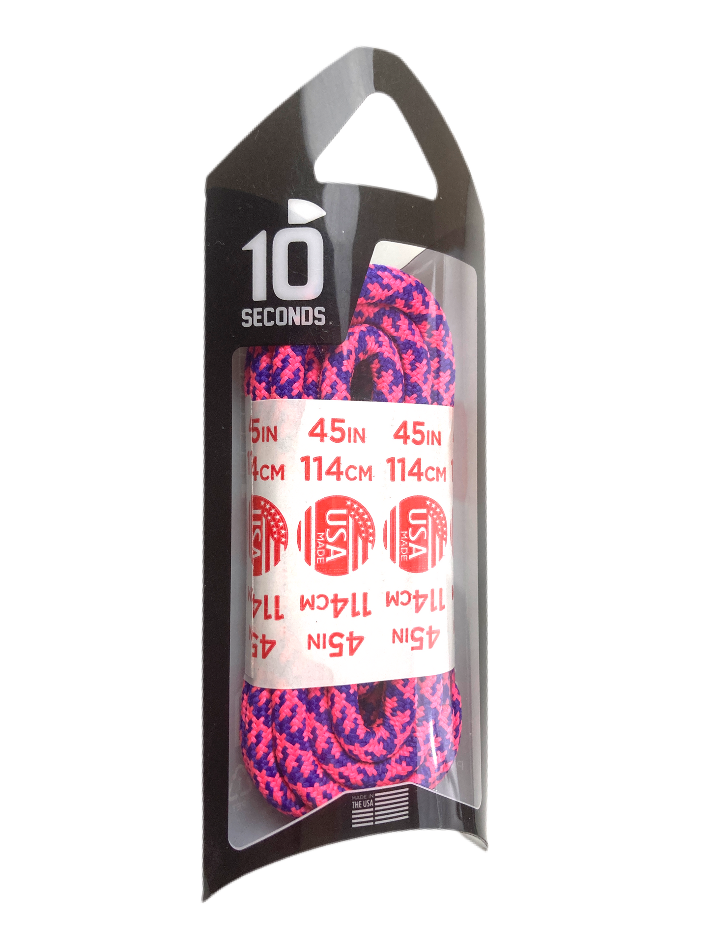 10 Seconds ® Athletic Jumbo Round Laces | Purple/Neon Pink Houndstooth