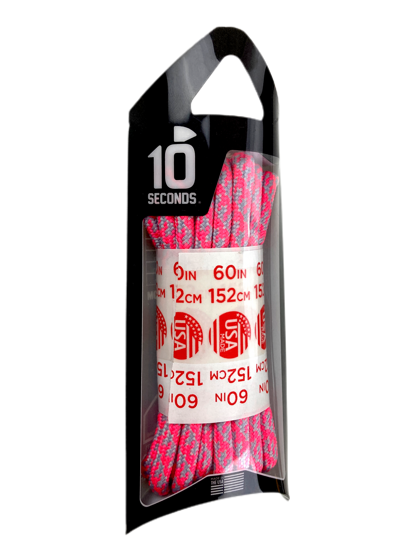 10 Seconds ® Athletic Jumbo Round Laces | Neon Pink/Silver Houndstooth