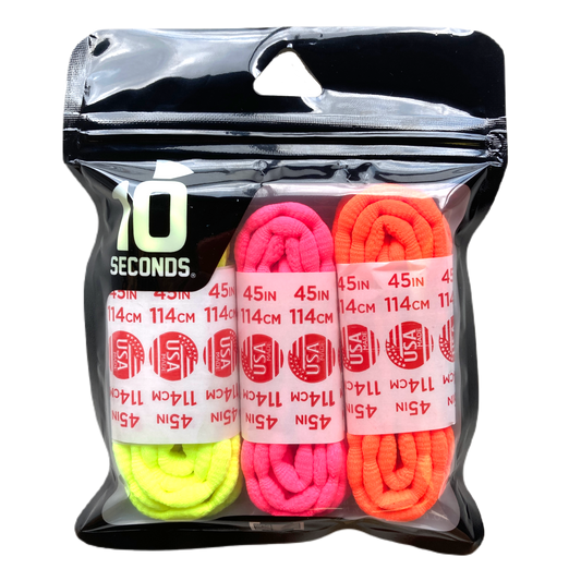 10 Seconds ® Athletic Bubble Laces | Neon Yellow/Neon Pink/Neon Orange - 3 Pack