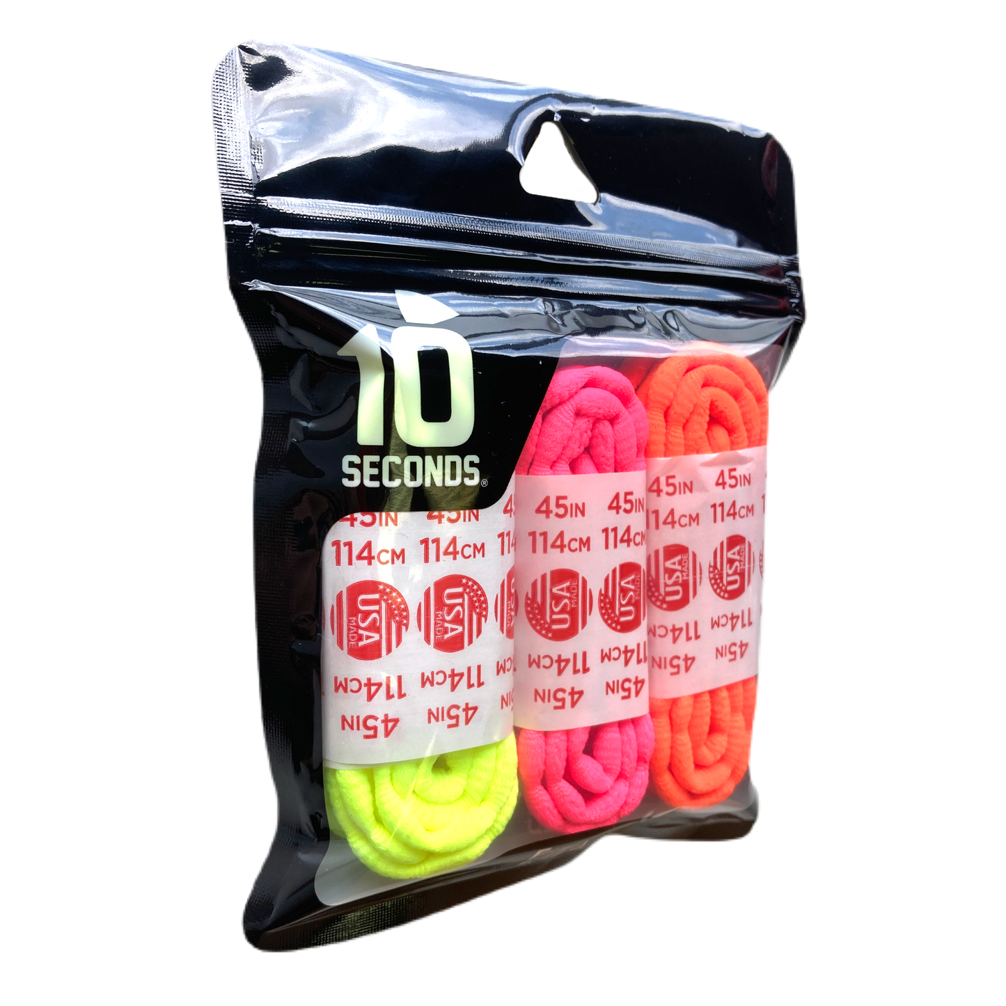 10 Seconds ® Athletic Bubble Laces | Neon Yellow/Neon Pink/Neon Orange - 3 Pack