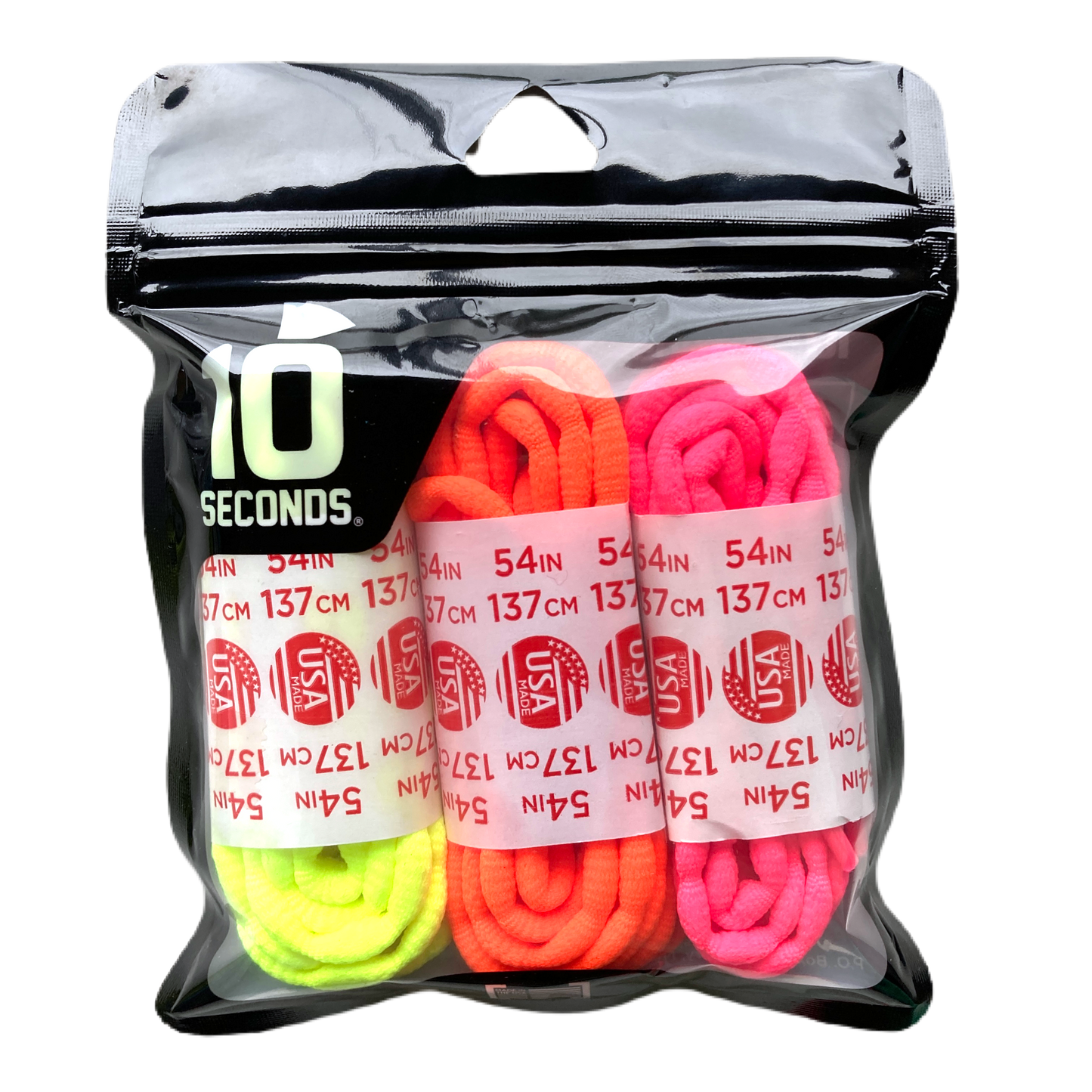 10 Seconds ® Athletic Bubble Laces | Neon Yellow/Neon Pink/Neon Orange - 3 Pack