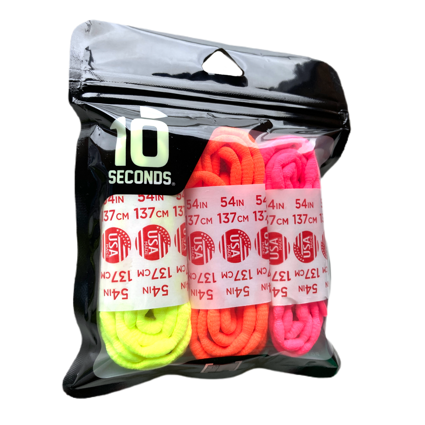 10 Seconds ® Athletic Bubble Laces | Neon Yellow/Neon Pink/Neon Orange - 3 Pack