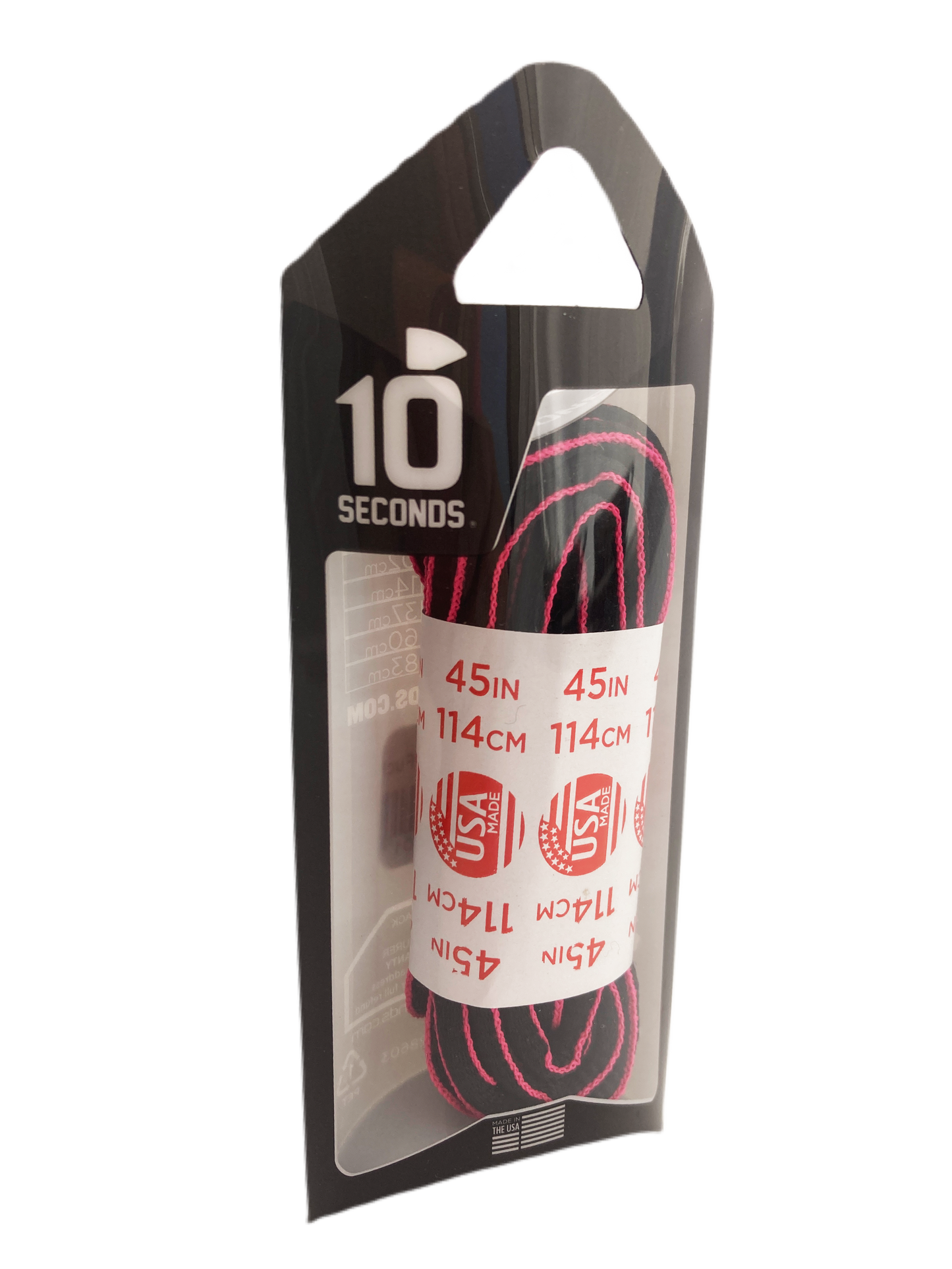 10 Seconds ® Athletic Oval Laces | Black/Neon Fuchsia Piping