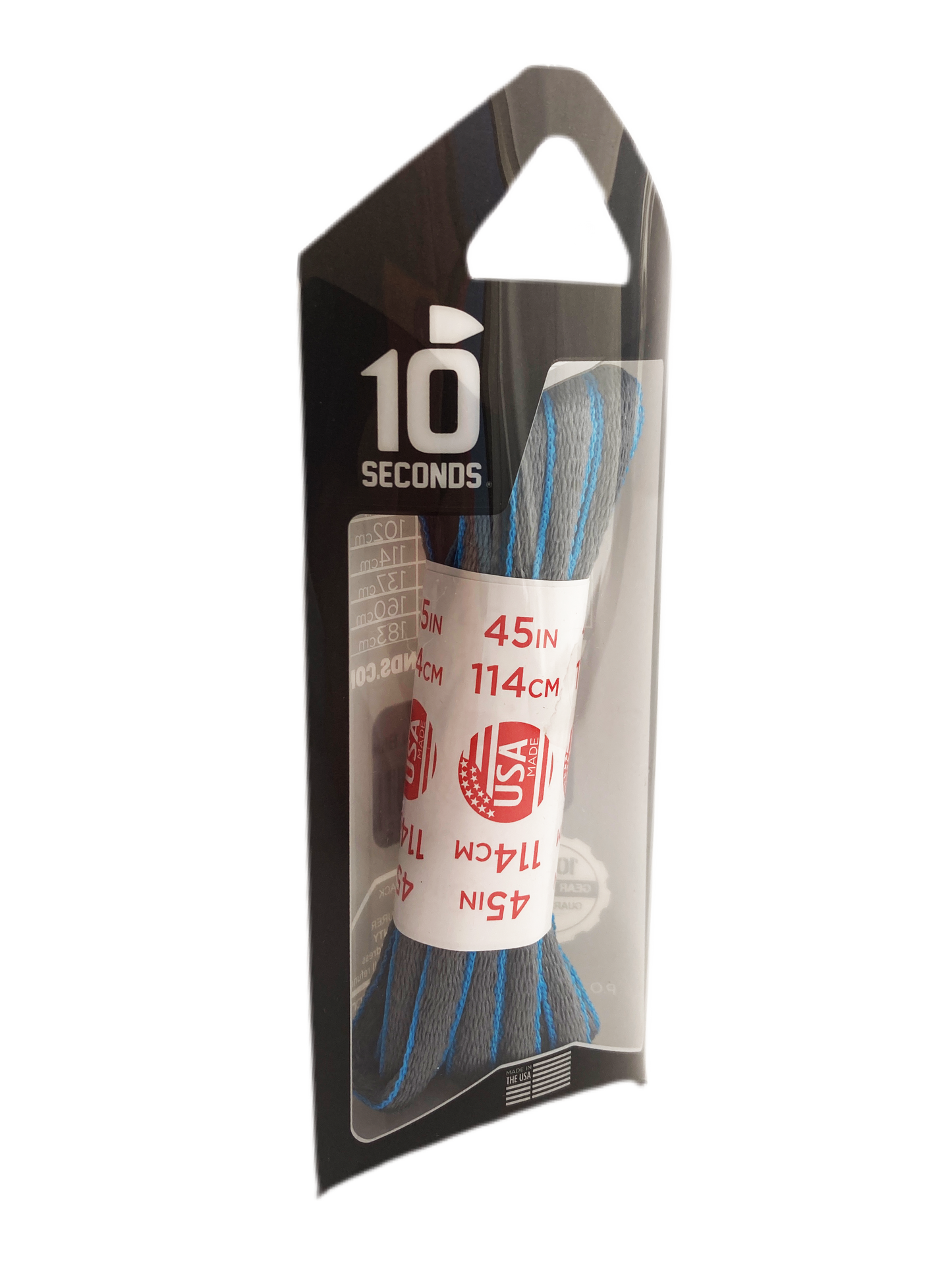 10 Seconds ® Athletic Oval Laces | Grey/Neon Blue Piping