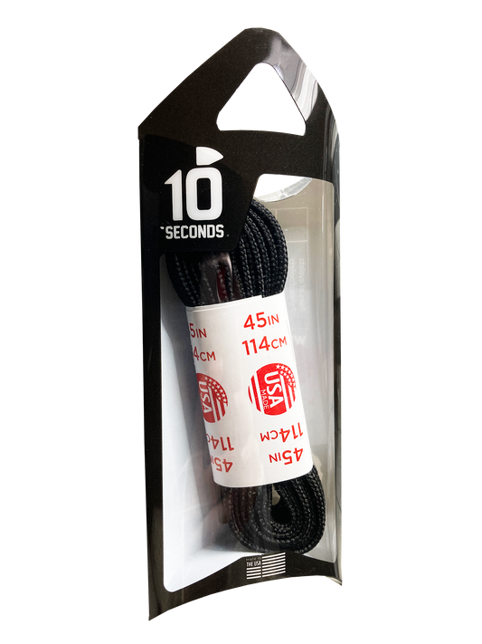 10 Seconds® 1075 Narrow Flat Tubular Sneaker Laces | Black