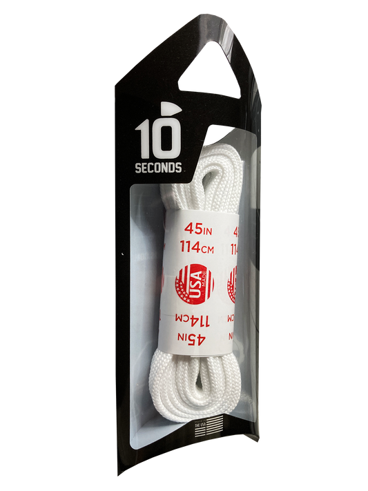 10 Seconds® 1075 Narrow Flat Tubular Sneaker Laces | White