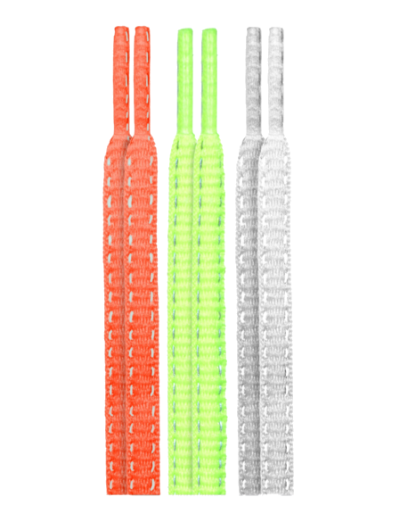 10 Seconds® Reflexall® Athletic Oval Laces | Hot Red/Neon Yellow/White Reflective Multi-Pack