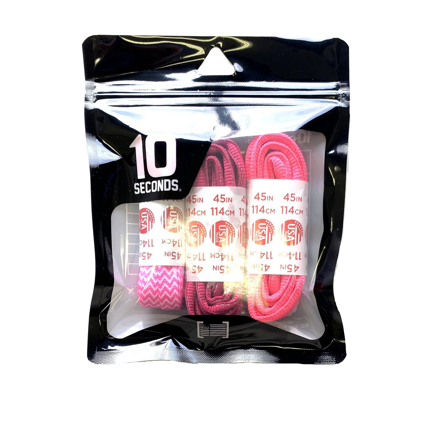 10 Seconds® Classic Flat & Athletic Oval Laces | Chevron Printed/Fuchsia Reflective/Neon Pink Multi-Pack