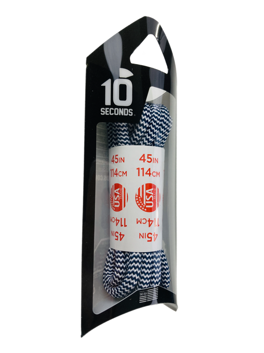 10 Seconds ® Athletic Jumbo Round Laces | Navy/White Herringbone