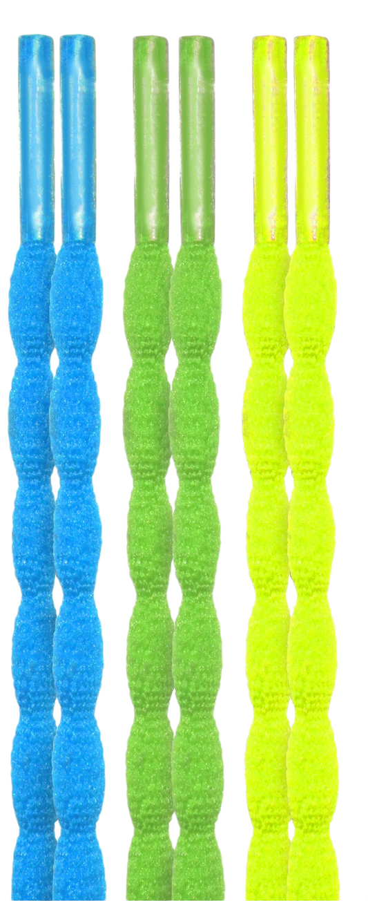 10 Seconds ® Athletic Bubble Laces | Neon Blue/Neon Green/Neon Yellow - 3 Pack