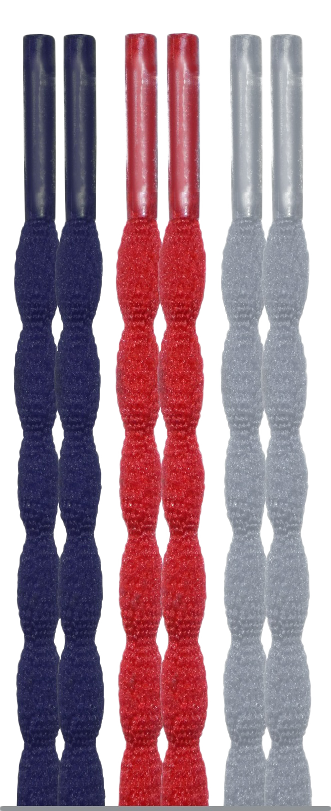 10 Seconds ® Athletic Bubble Laces | Navy/Red/Grey - 3 Pack