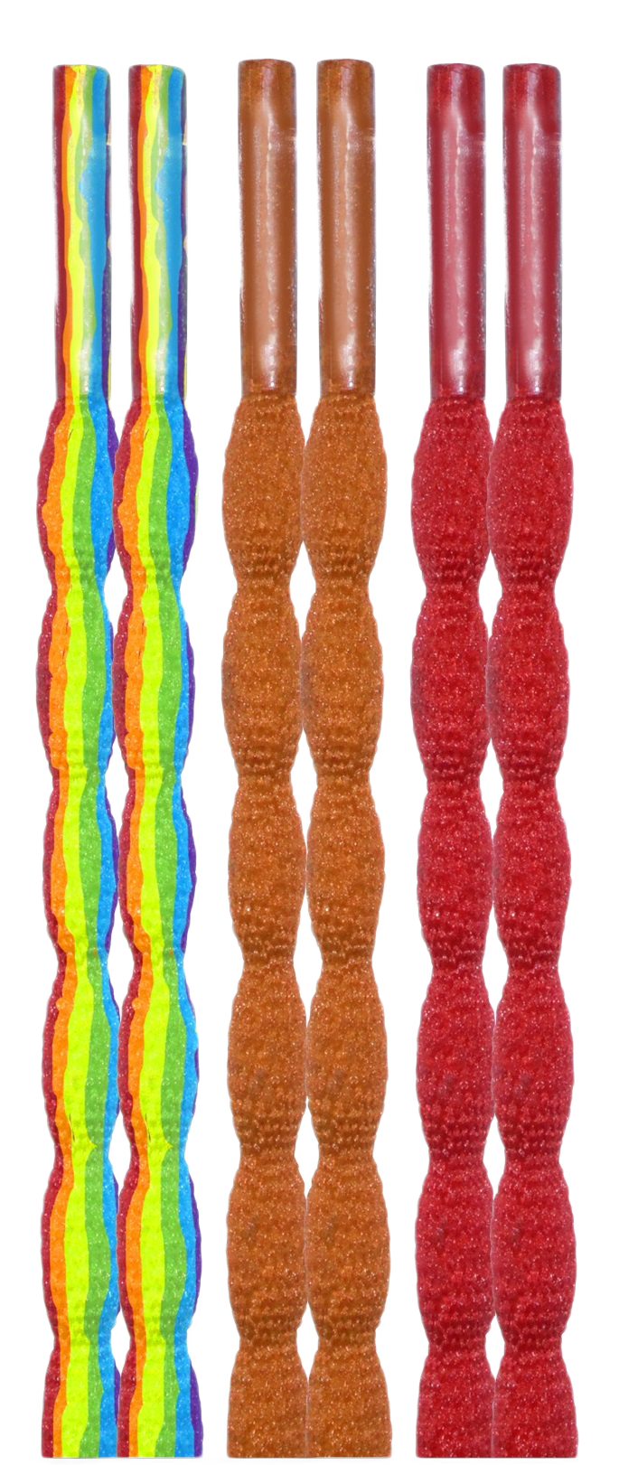 10 Seconds ® Athletic Bubble Laces | Rainbow/Burnt Orange/Red - 3 Pack