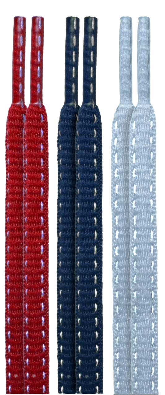 10 Seconds® Reflexall® Athletic Oval Laces | Red/Navy/Classic Grey Multi-Pack