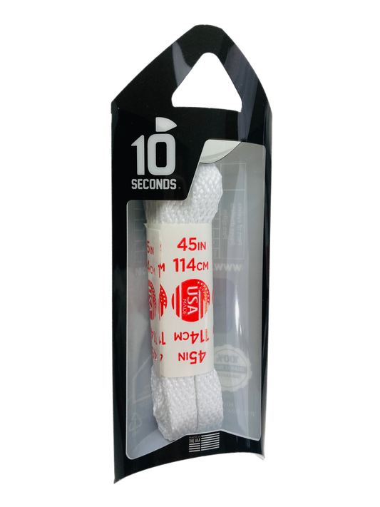 10 Seconds ® All-Pro ® Athletic Flat Laces | White