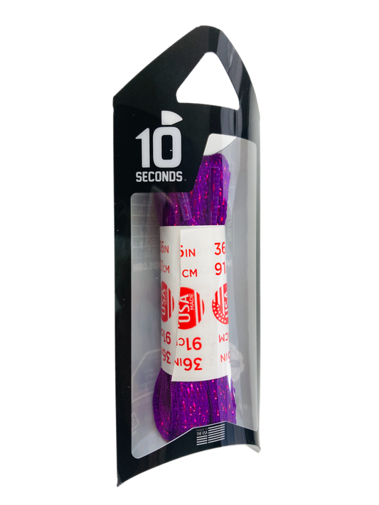 10 Seconds ® Athletic Flat Laces | Electric Fuchsia Sparkle