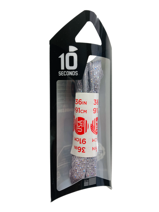 10 Seconds ® Athletic Flat Laces | Ultra Grey Sparkle