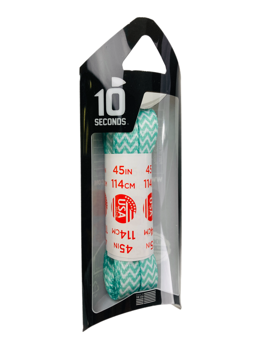 10 Seconds ® Athletic Printed Laces | White/Teal Chevron