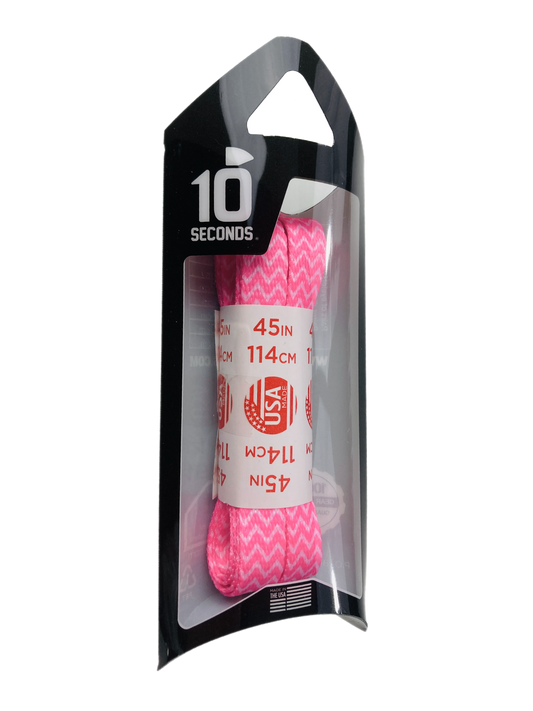 10 Seconds ® Athletic Printed Flat Laces | White/Pink Chevron