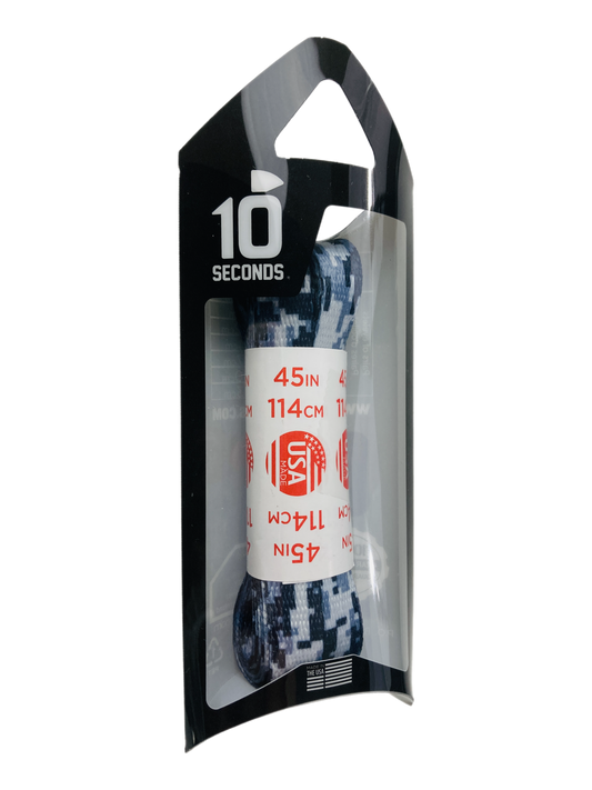 10 Seconds ® Athletic Printed Flat Laces | Cool Grey/Black Camo