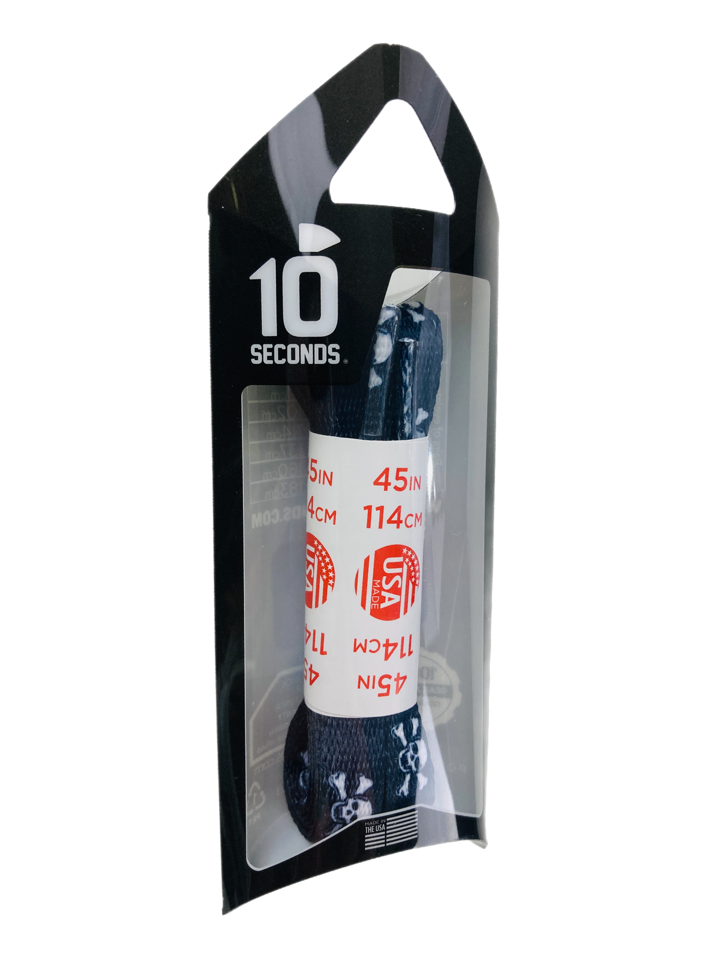 10 Seconds ® Athletic Printed Laces | Black with White Skull & Bones