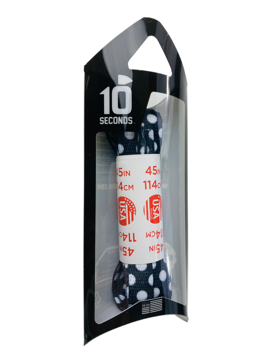 10 Seconds ® Athletic Printed Laces | Black/White Dot