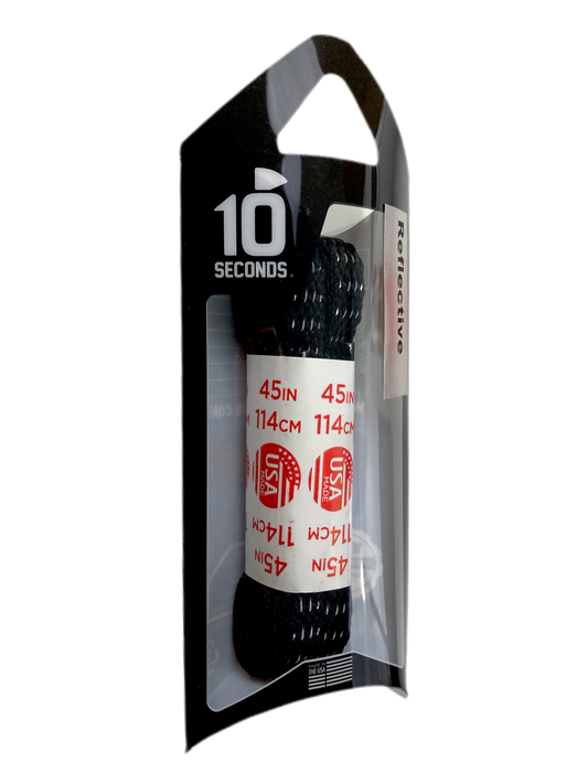 10 Seconds ® Reflexall ® Athletic Flat Laces | Black Reflective