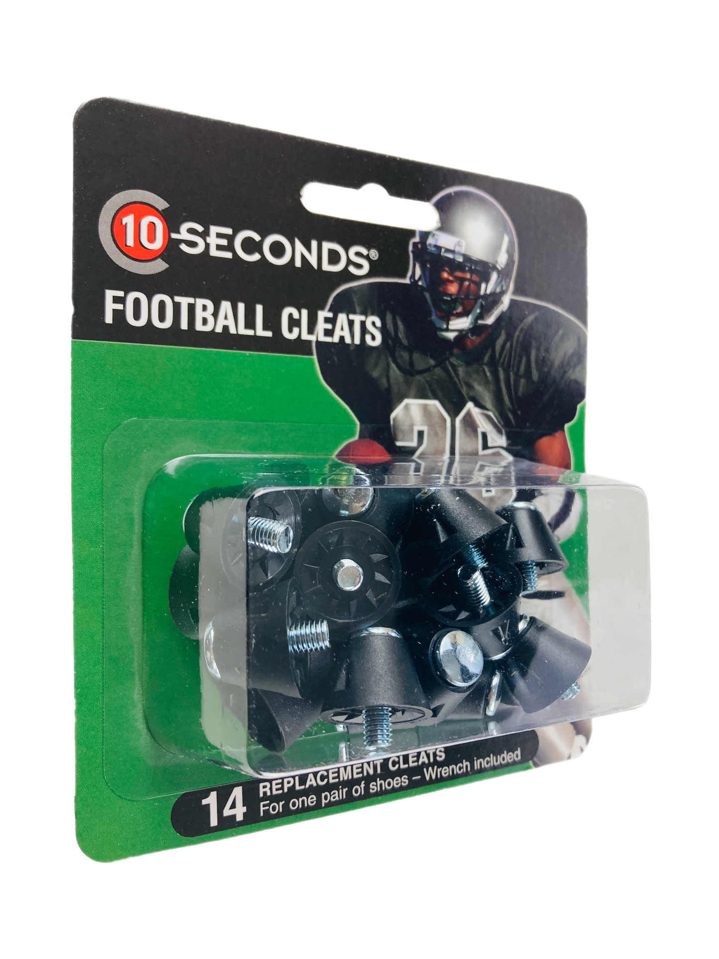 10 Seconds ® Football Cleats 1/2" | Black Steel-Tipped