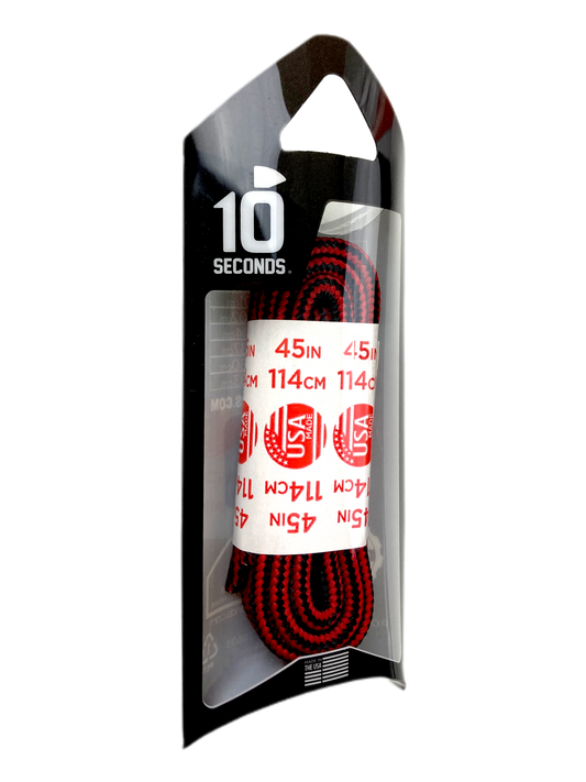 10 Seconds ® Athletic Hiker Laces | Black/Red