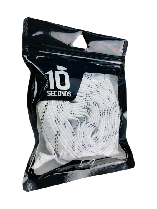 10 Seconds ® Athletic Hockey / Skate / Lacrosse Lace | White/Black