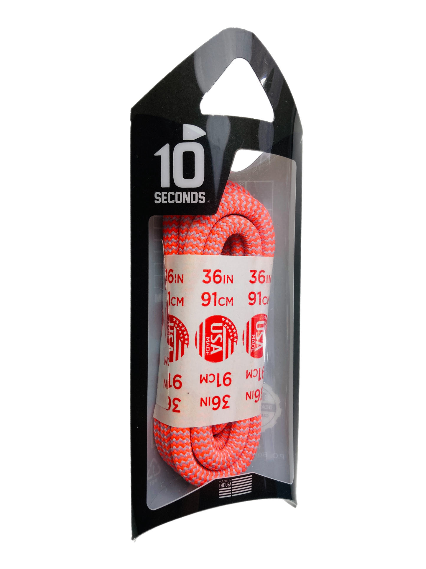 10 Seconds ® Athletic Jumbo Round Laces | Hot Red/Silver Herringbone