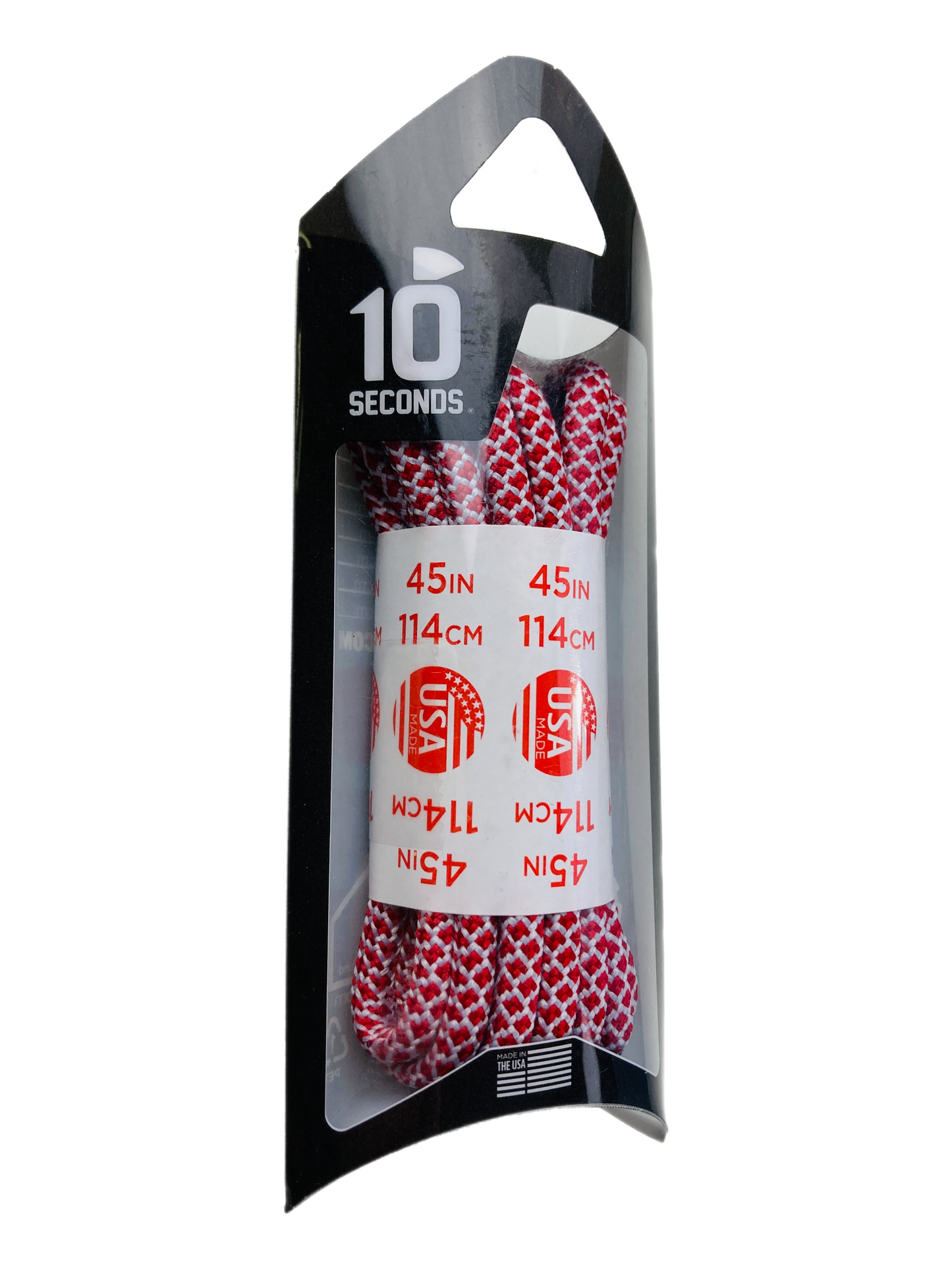 10 Seconds ® Athletic Jumbo Round Laces | Red/Silver Honeycomb