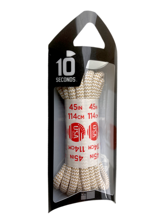 10 Seconds ® Athletic Jumbo Round Laces | Sand/White Herringbone