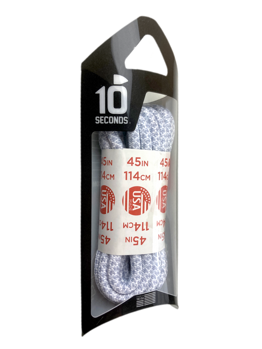 10 Seconds ® Athletic Jumbo Round Laces | Silver/White Honeycomb