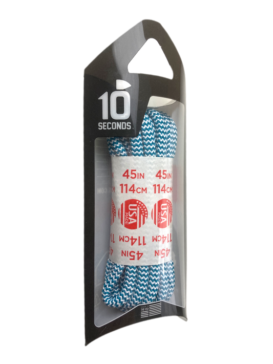 10 Seconds ® Athletic Jumbo Round Laces | Teal/White Herringbone