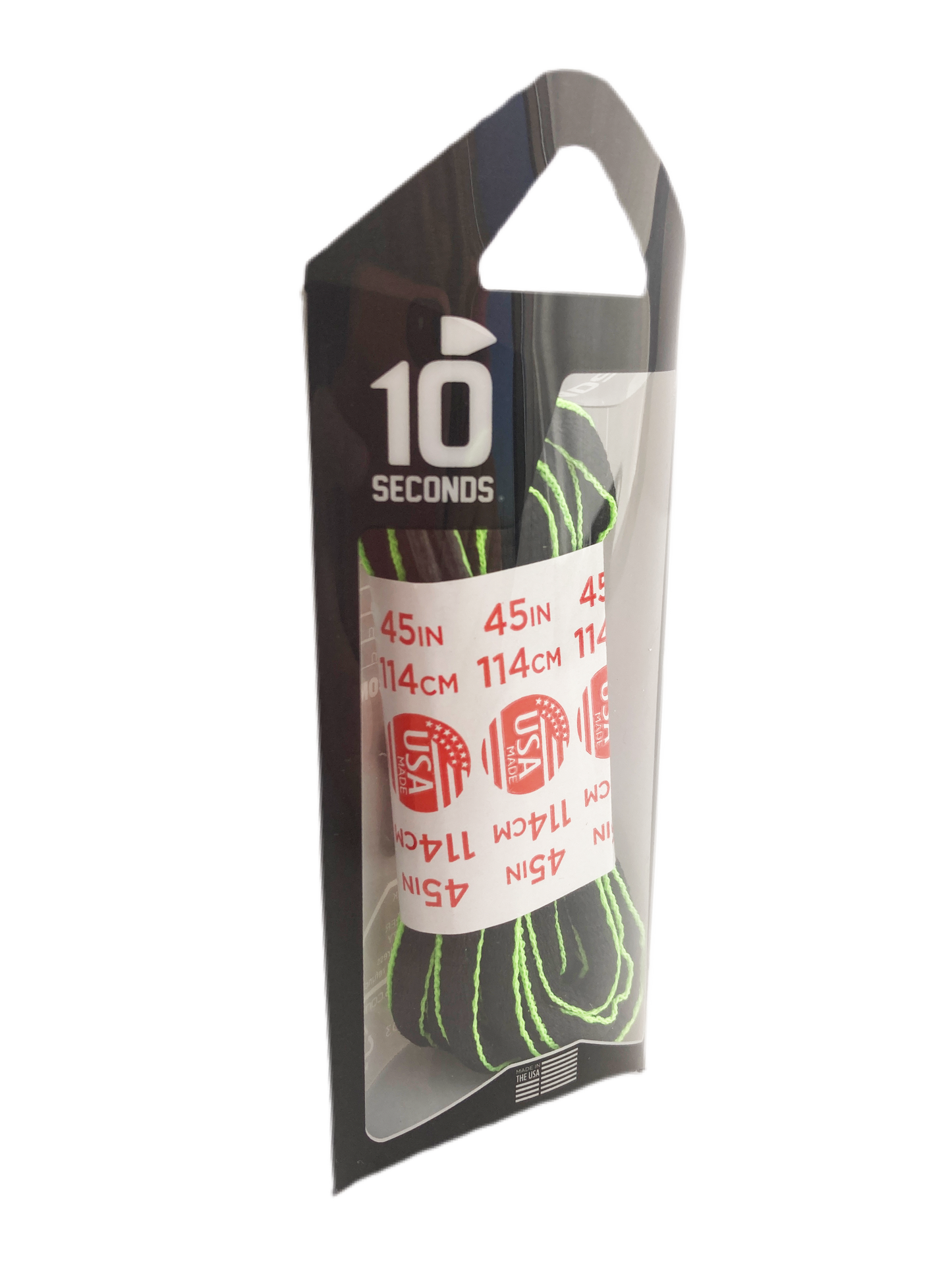 10 Seconds ® Athletic Oval Laces | Black/Neon Green Piping
