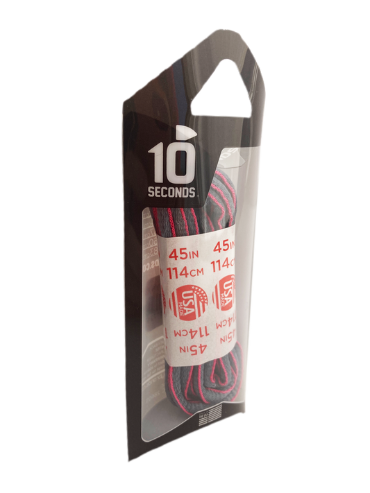 10 Seconds ® Athletic Oval Laces | Grey/Neon Fuchsia Piping