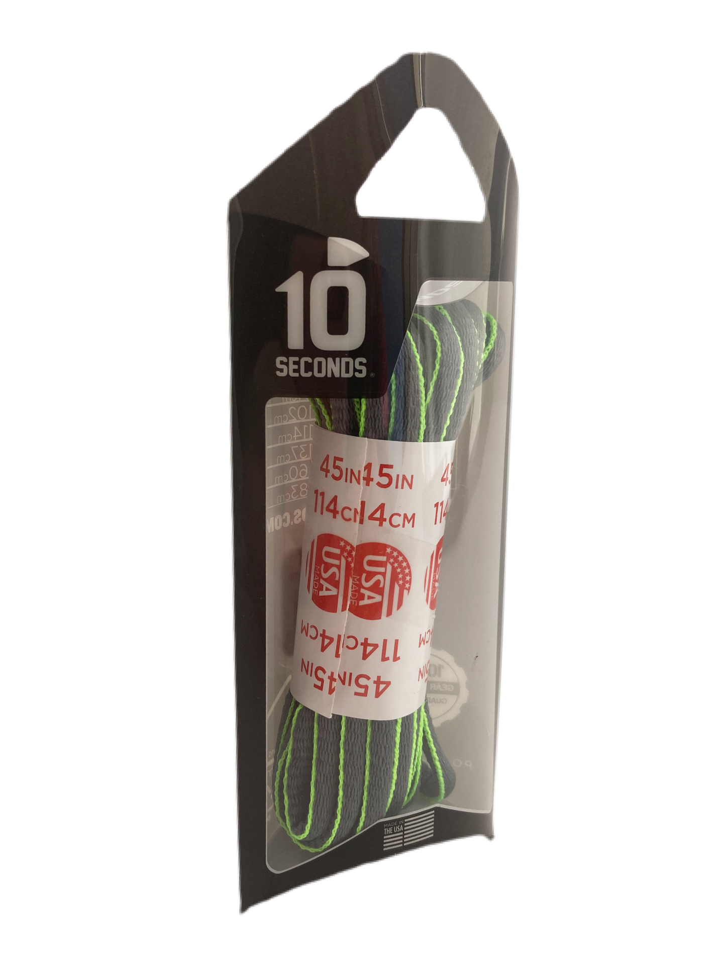 10 Seconds ® Athletic Oval Laces | Grey/Neon Green Piping