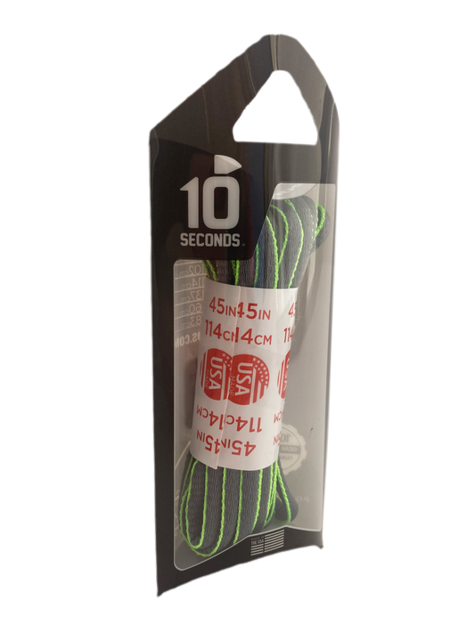 10 Seconds ® Athletic Oval Laces | Grey/Neon Green Piping