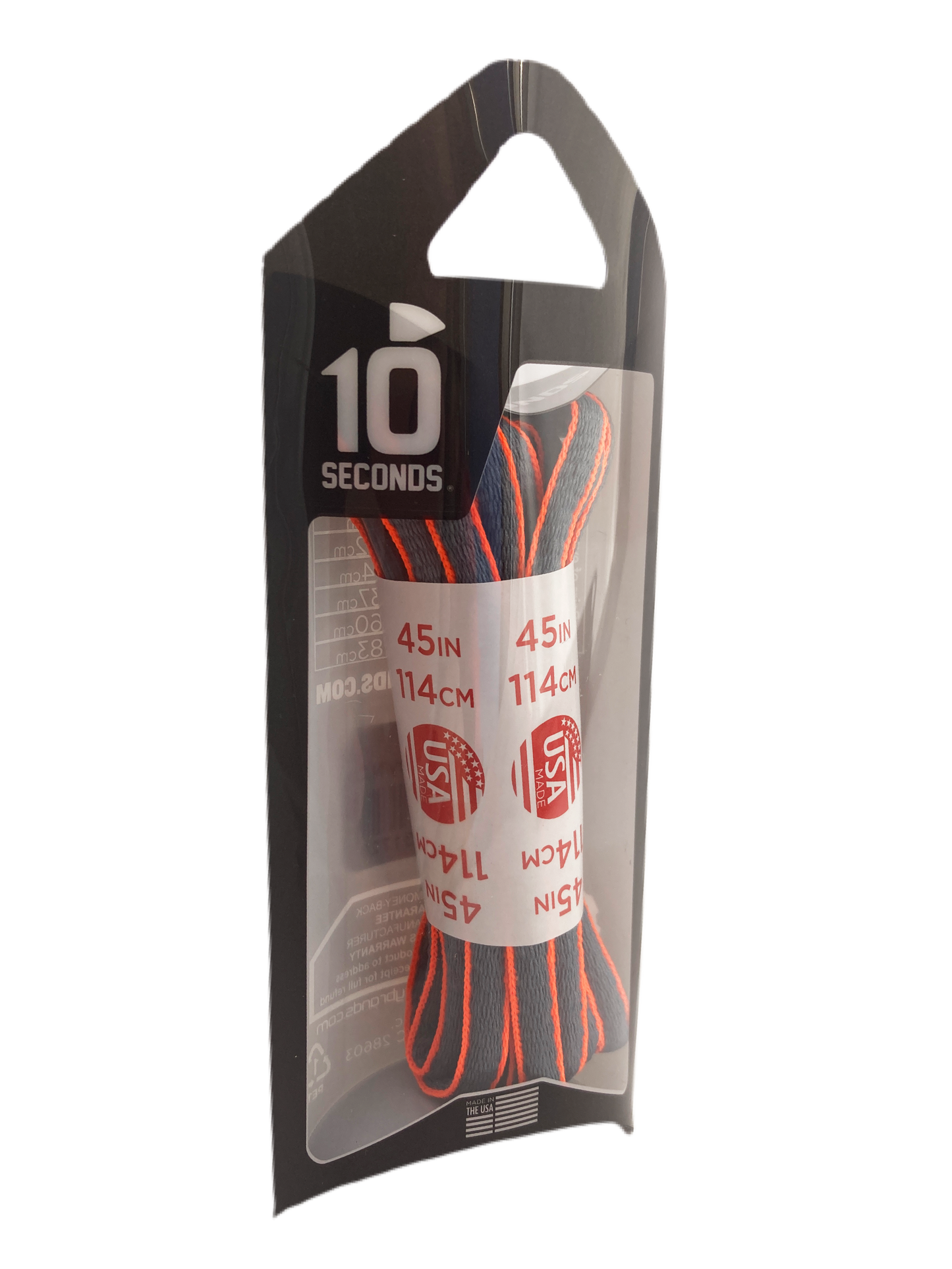 10 Seconds ® Athletic Oval Laces | Grey/Neon Orange Piping